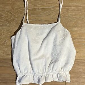 Abound Women’s Spaghetti Strap Swiss Dot Cotton Linen Ruffle White Bridal Summer